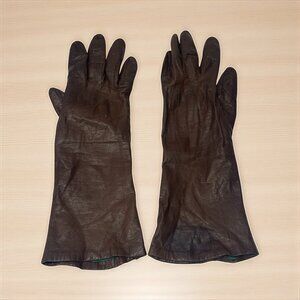 Vintage La Paree Silk Thin  Kid Leather Gloves Belgium Sz 6 1/2 Silk Lined